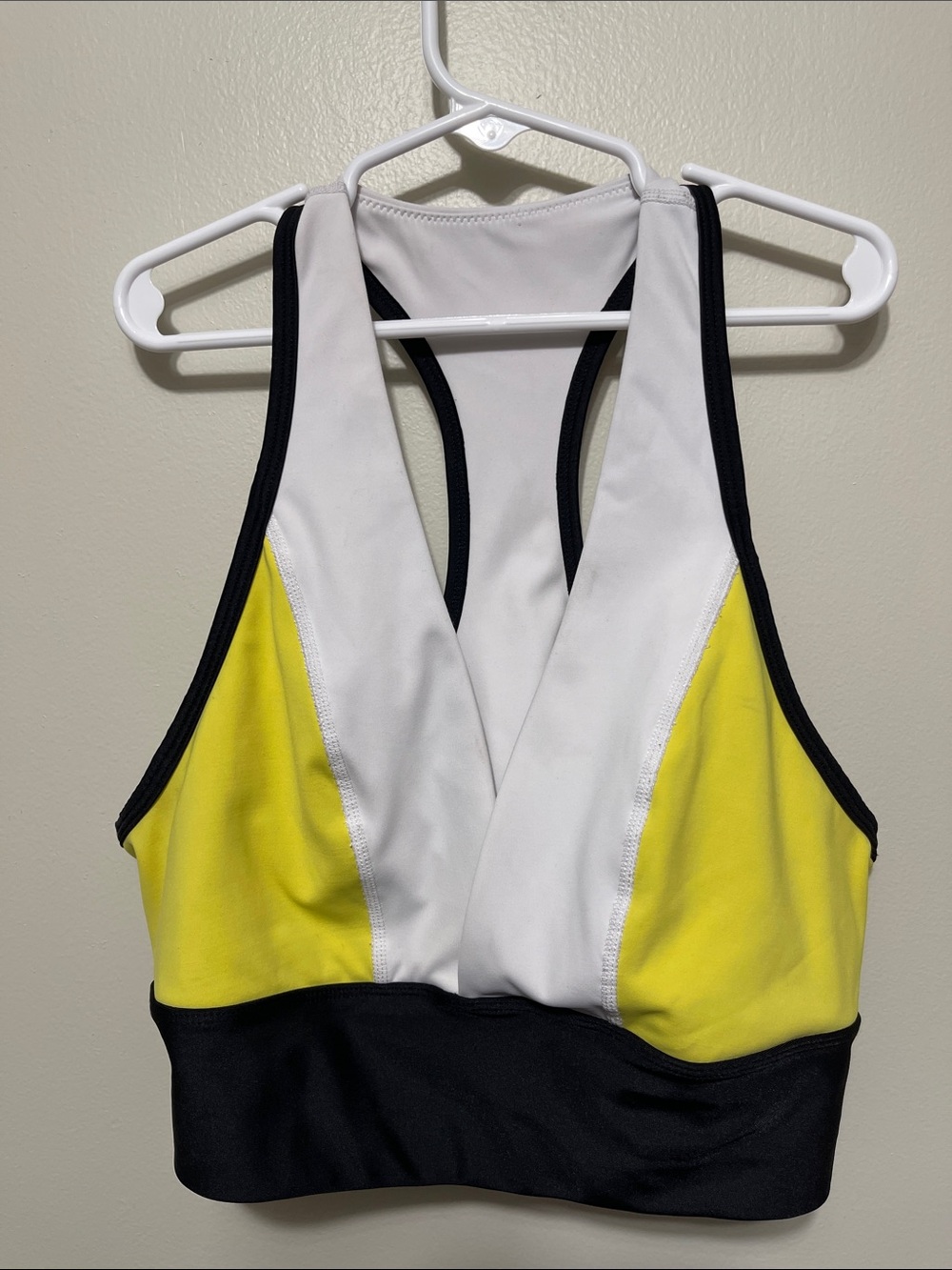 Alala White, Yellow & Black Racerback Sports Bra